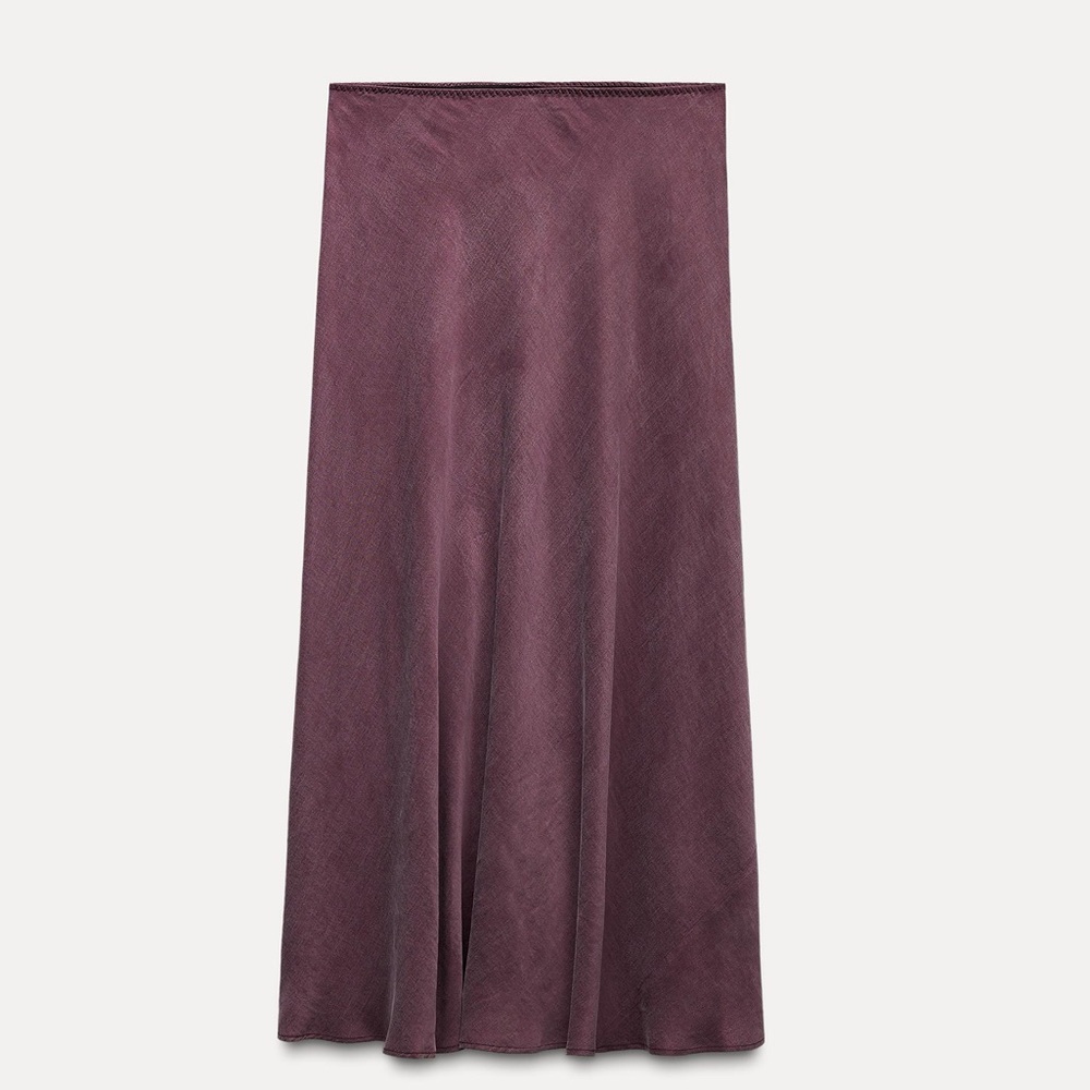 Zara SATIN EFFECT MIDI SKIRT ZW COLLECTION